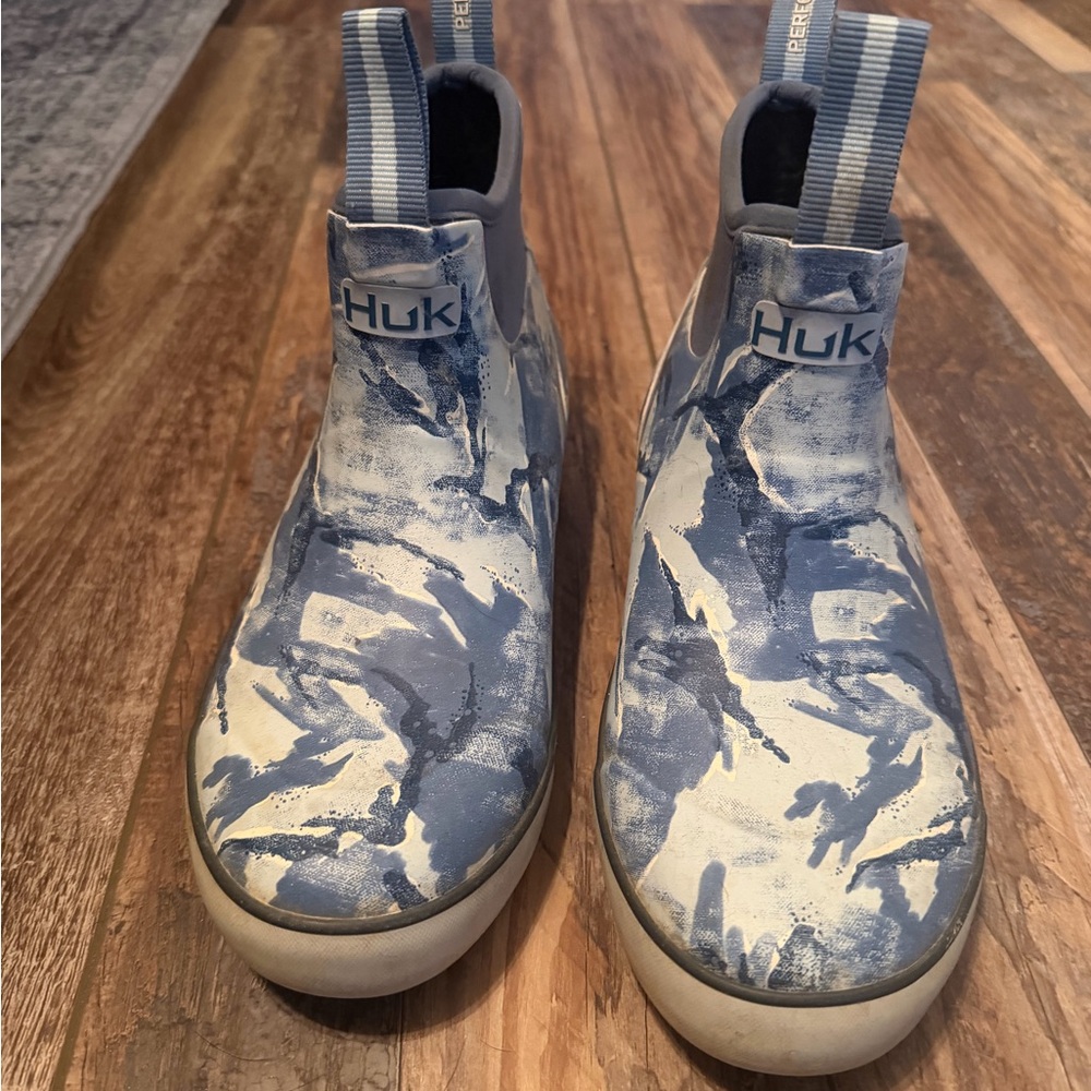Huk Blue & White Camouflage Slip-On Deck Sneakers